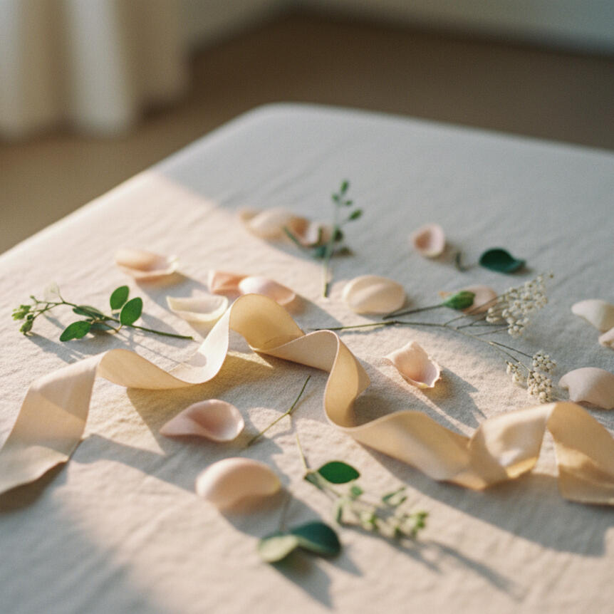 Pétalos Pétalos y cintas para la boda