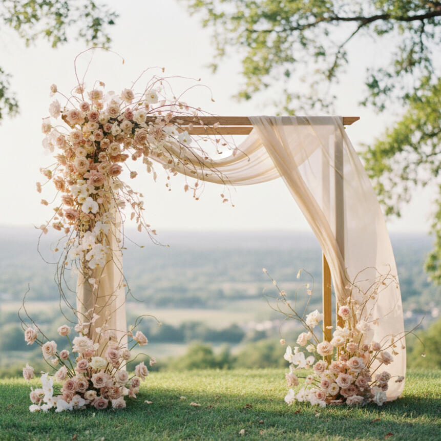 Altar de ceremonia con estilo romántico